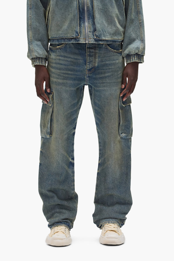 Vintage Cargo Straight Leg Denim with 5 Pocket Styling in Premium Stretch Cotton