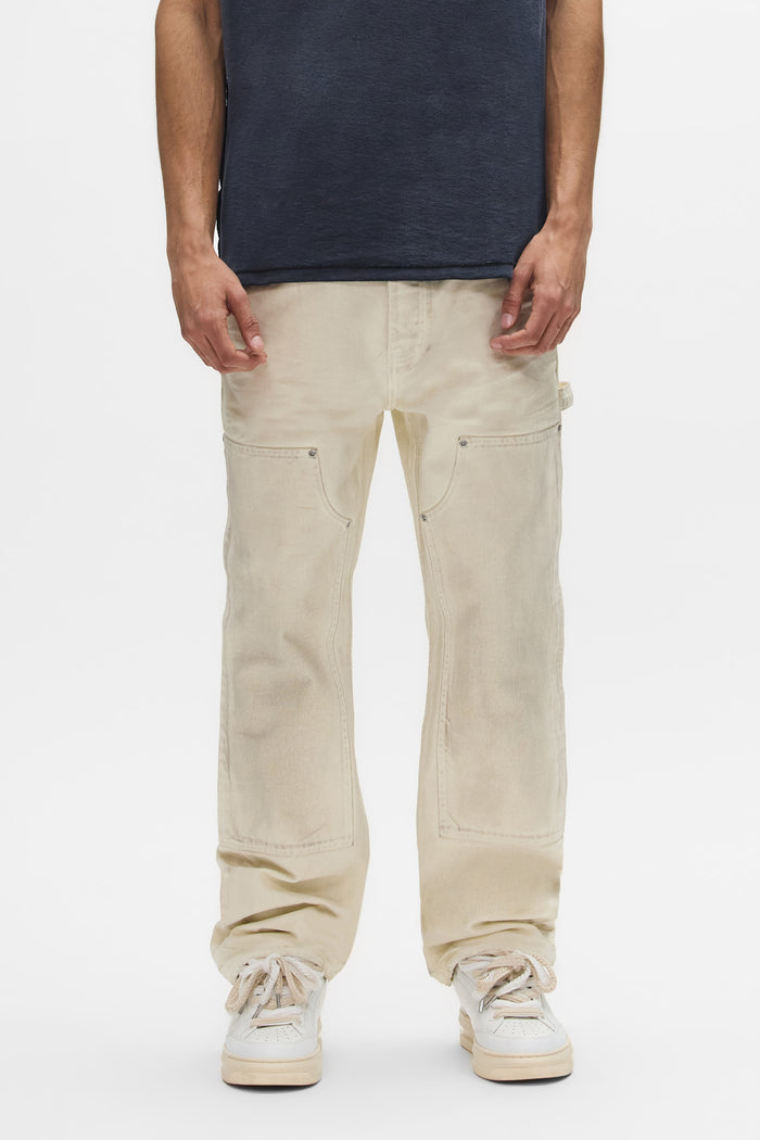 P015 Canvas Carpenter relaxed fit pants with carpenter panels and slanted front pockets