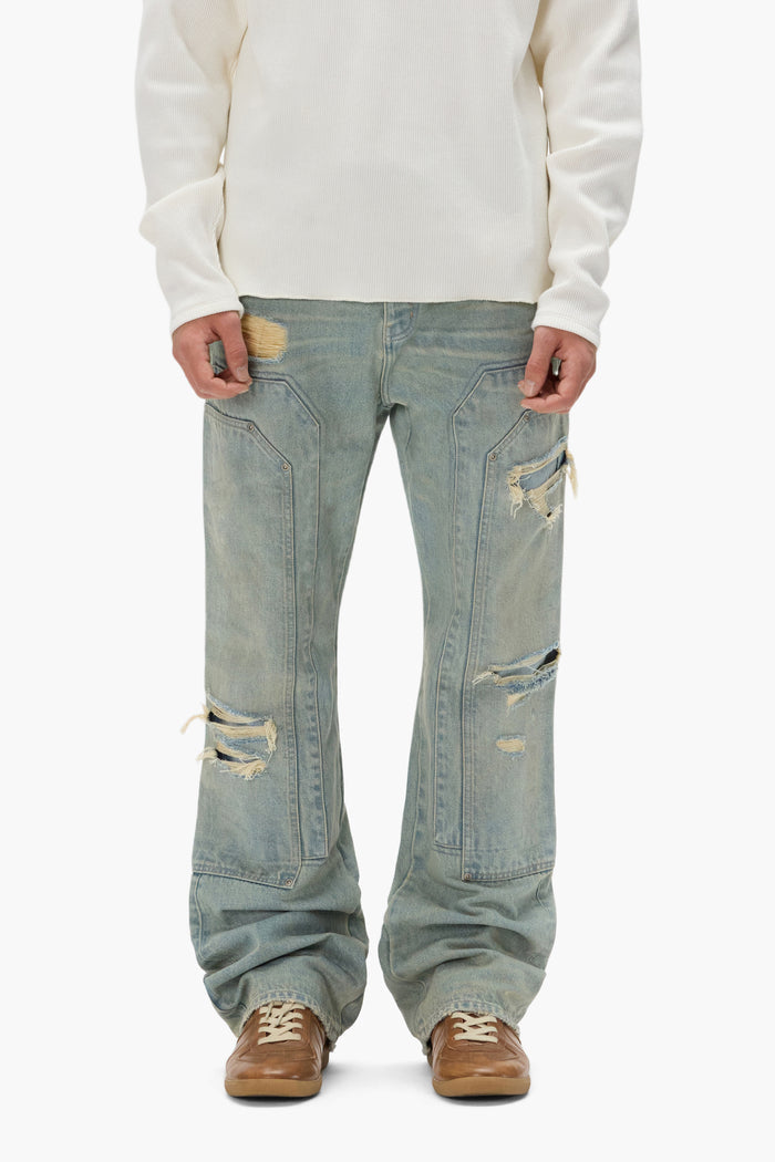 Bootcut denim P026 Double Carpenter with double front panels and mid rise design.