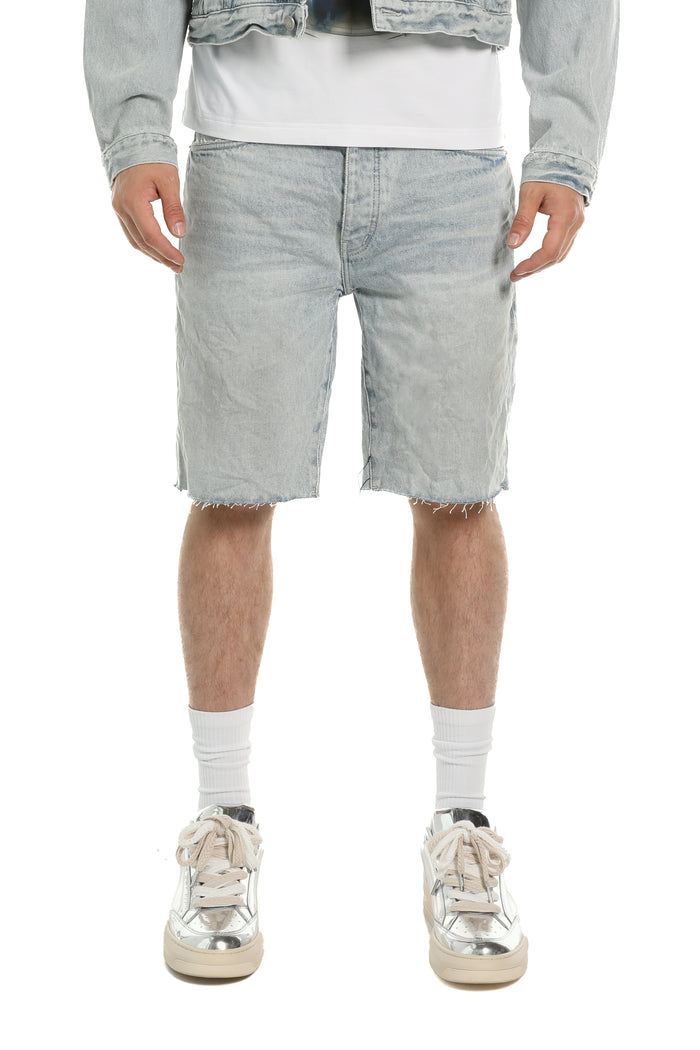 P059 Nova Short relaxed fit cotton shorts with reinforced belt loops and raw cut off hem.