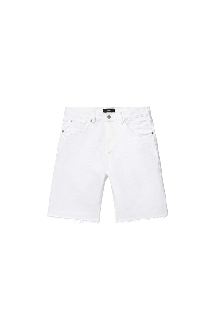 P059 Optic Short in white, 100% cotton, relaxed fit with five-pocket styling and raw cut off hem.