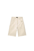 P070 Blank Slate Short in Ecru, wide leg, cotton, with reinforced belt loops and button fly.