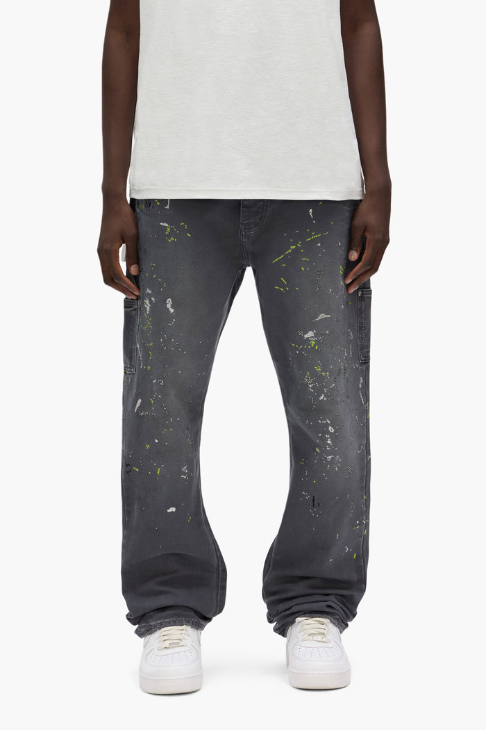 P092 Embellished Paint Carpenter relaxed fit pants with side pockets and hammer loop