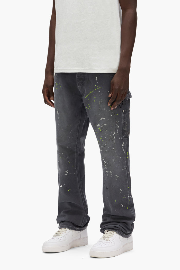 P092 Embellished Paint Carpenter relaxed fit pants with side pockets and hammer loop.