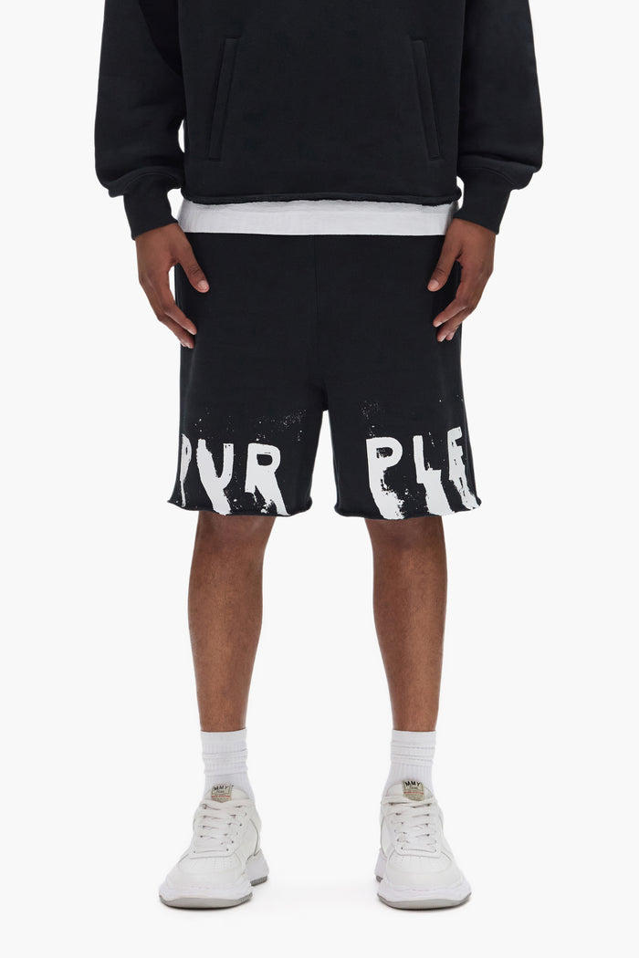 Painted Wordmark Short in relaxed fit crafted from heavyweight fleece with screen printed logo.