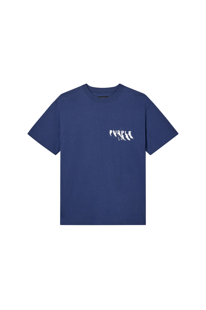 Painted Wordmark Tee in Sargasso Sea, regular fit, heavyweight jersey, 100% cotton.