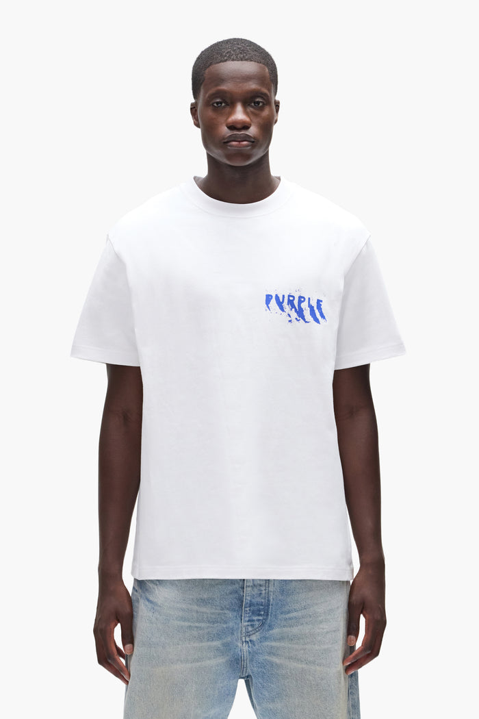 Painted Wordmark Tee in white, 100% cotton, regular fit, heavyweight jersey with crackle print.