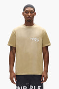 Painted Wordmark Tee in beige, 100% cotton, regular fit, screen printed logo, heavy jersey.