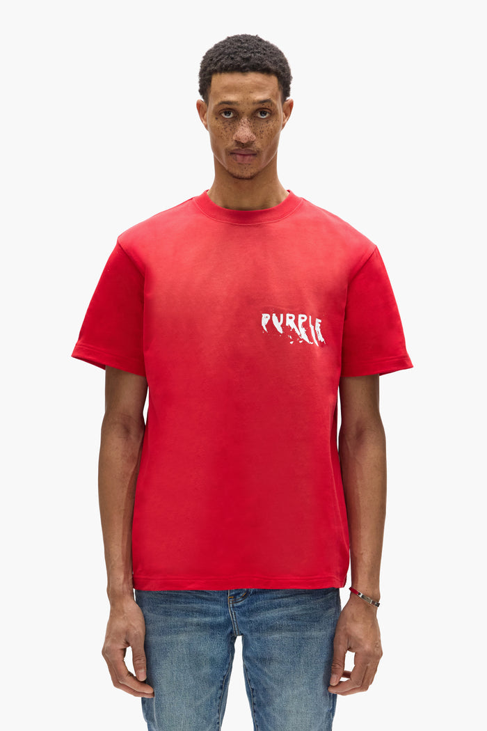 Painted Wordmark Tee in regular fit heavyweight jersey with enzyme wash and screen print.