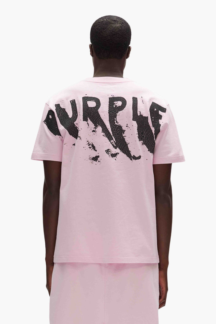 Painted Wordmark Tee in pink with screen printed Purple Brand lettering on left chest.