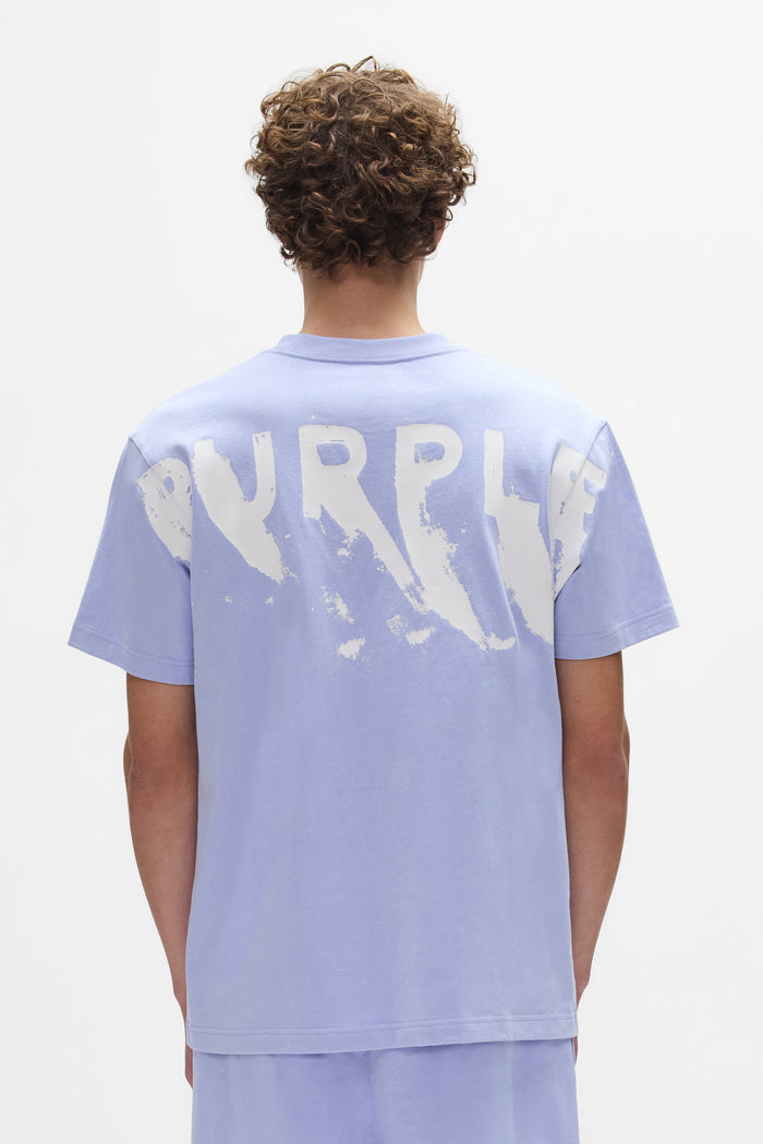 Painted Wordmark Tee in lavender, 100% cotton, heavyweight jersey, regular fit.