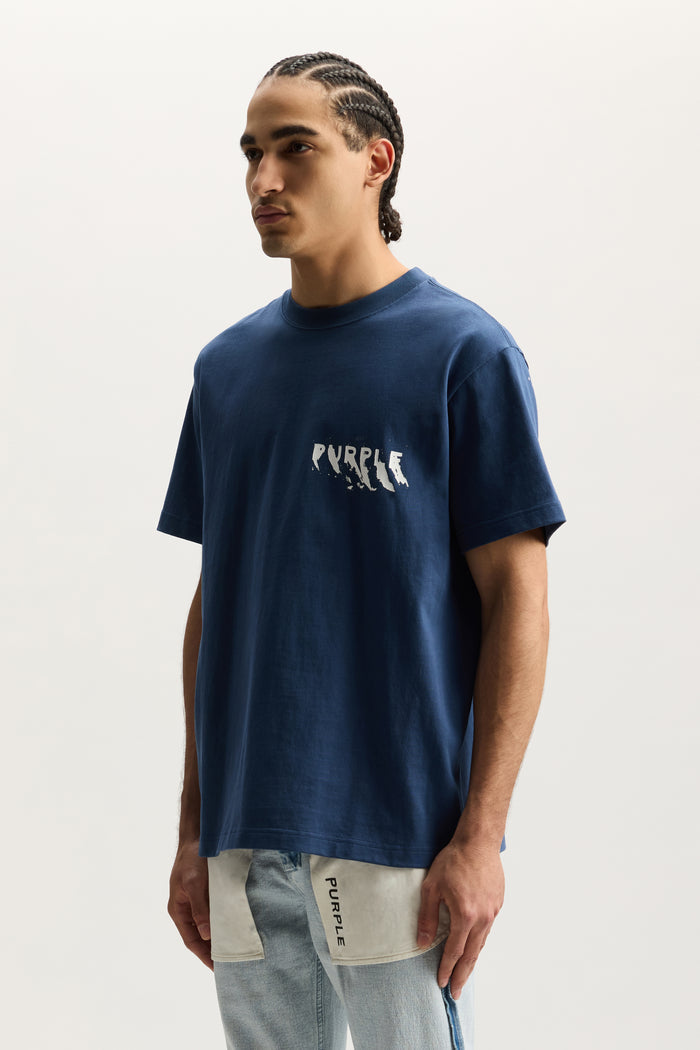 Painted Wordmark Tee Regular Fit Heavyweight Jersey in Blue