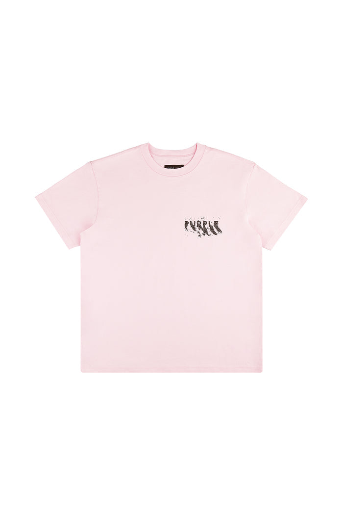 Painted Wordmark Tee in pink with screen printed Purple Brand lettering on left chest.