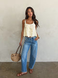 Palermo Eyelet Lace Tank in Lemon - Stitch And Feather