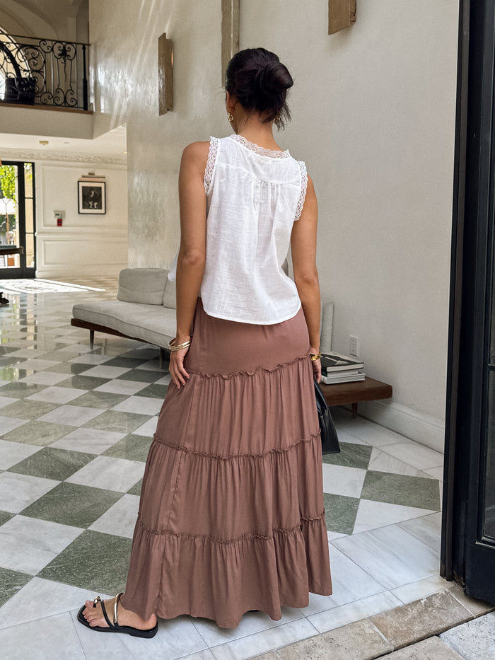 Paradise Lace Trim Tank in White - Stitch And Feather