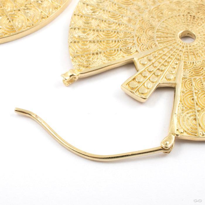 Parallel Wave Earrings from Namaste Nomadas in yellow brass open view