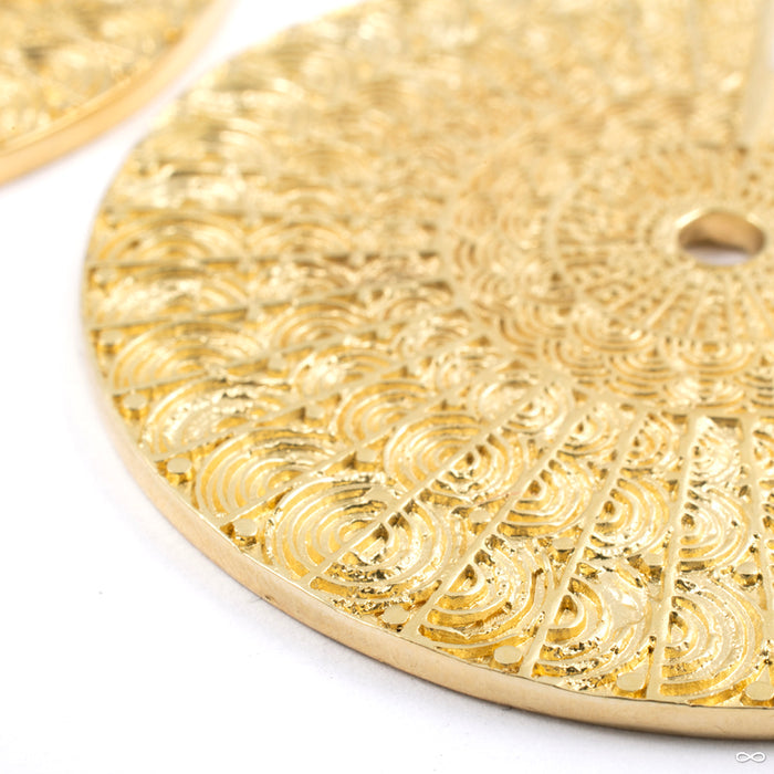 Parallel Wave Earrings from Namaste Nomadas in yellow brass detail view