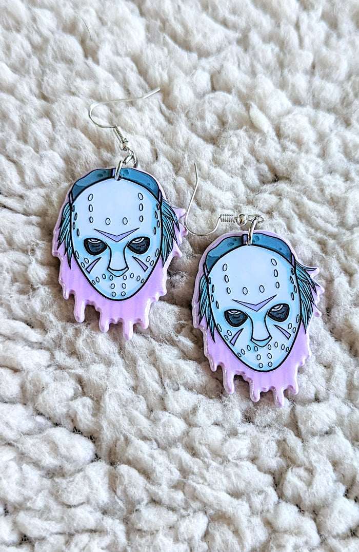 Pastel Goth Horror Movie Jason Voorhees Alternative Halloween Acrylic Earrings