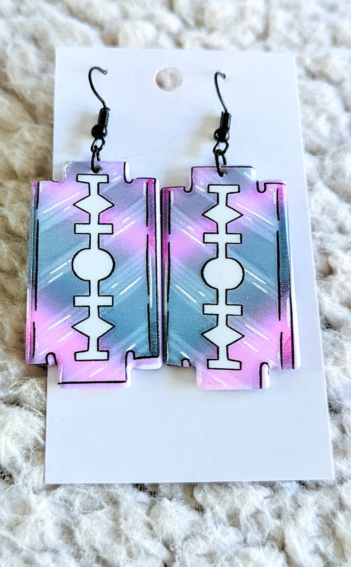 Pastel Goth Razor Blades Alternative Acrylic Earrings
