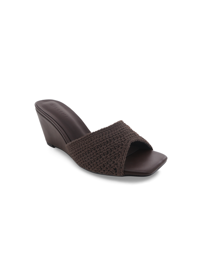 Pavlina Crochet Wedge Heel in Chocolate - Stitch And Feather