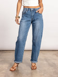 Paxton Cuffed Barrel Jeans - Stitch And Feather