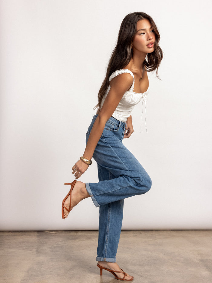 Paxton Cuffed Barrel Jeans - Stitch And Feather