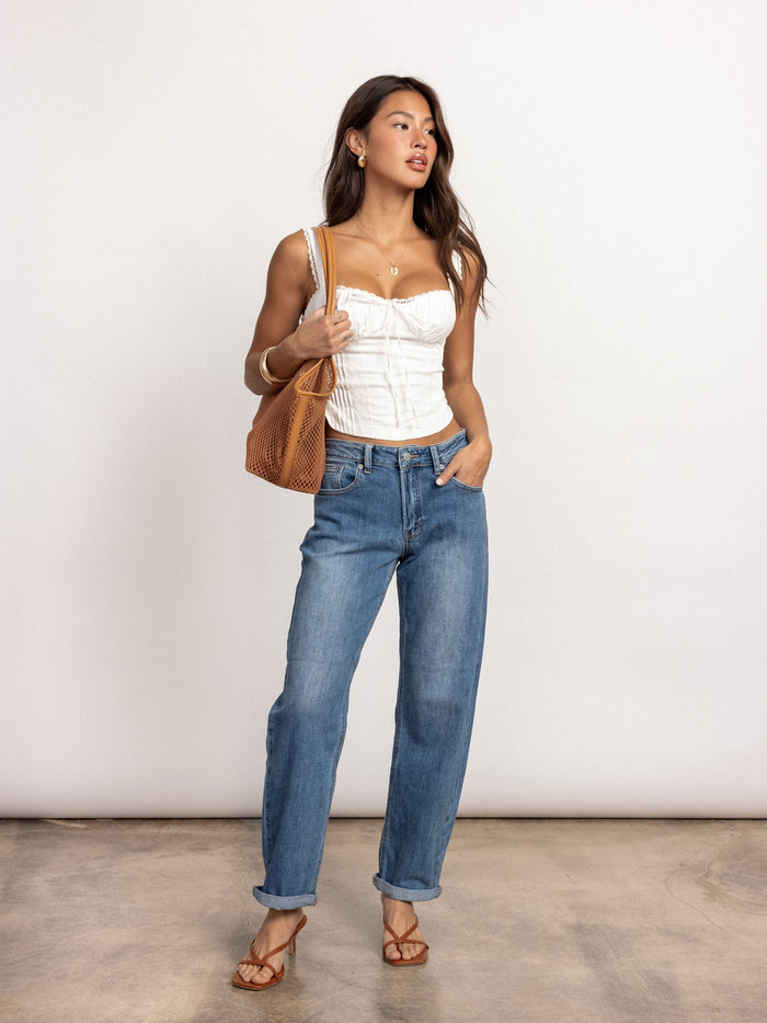 Paxton Cuffed Barrel Jeans - Stitch And Feather