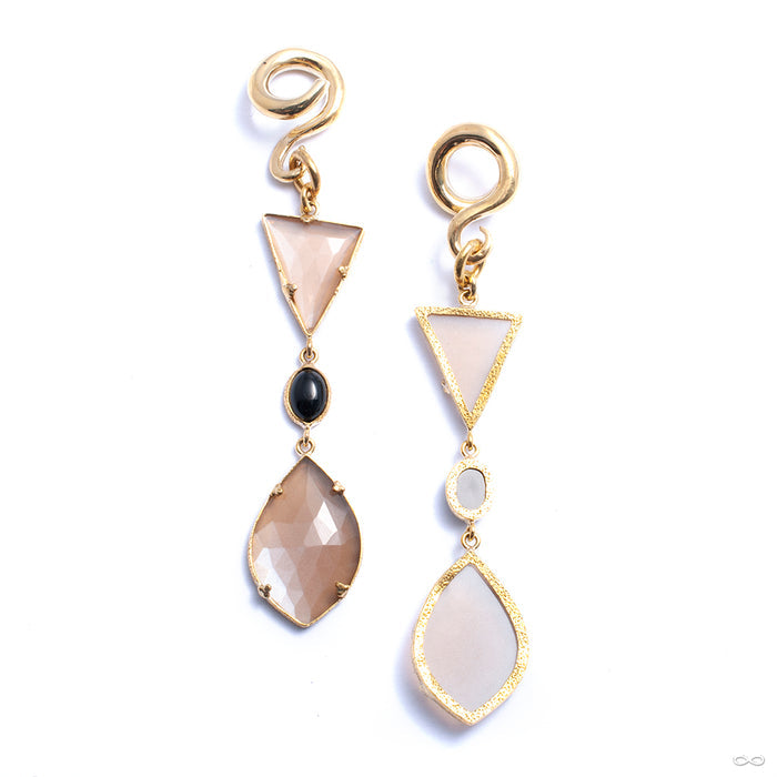 Peach Moonstone & Obsidian Dangles from Diablo Organics back view