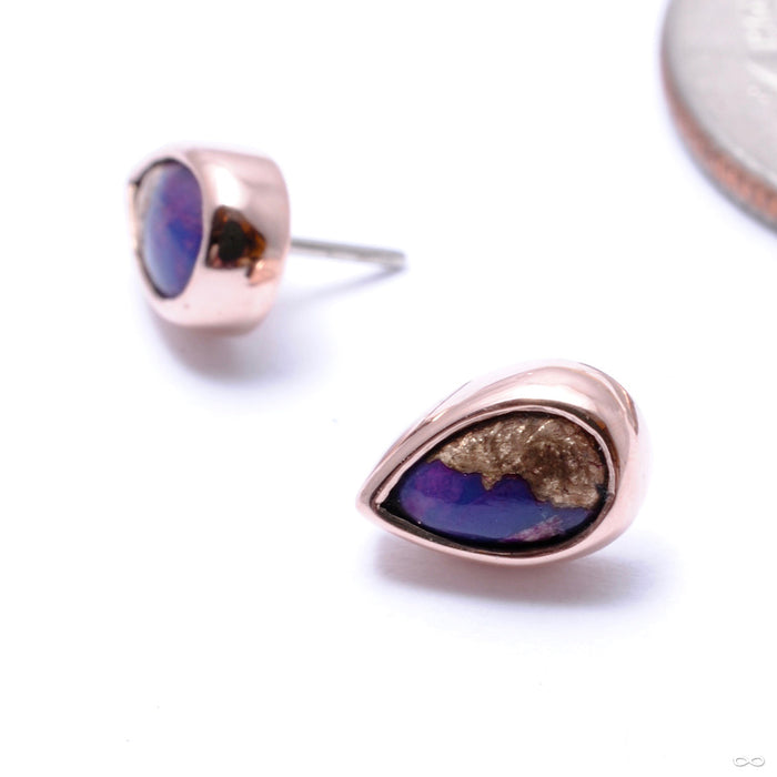 Pear Cab Bezel Press-fit End in Gold from BVLA with purple copper turquoise