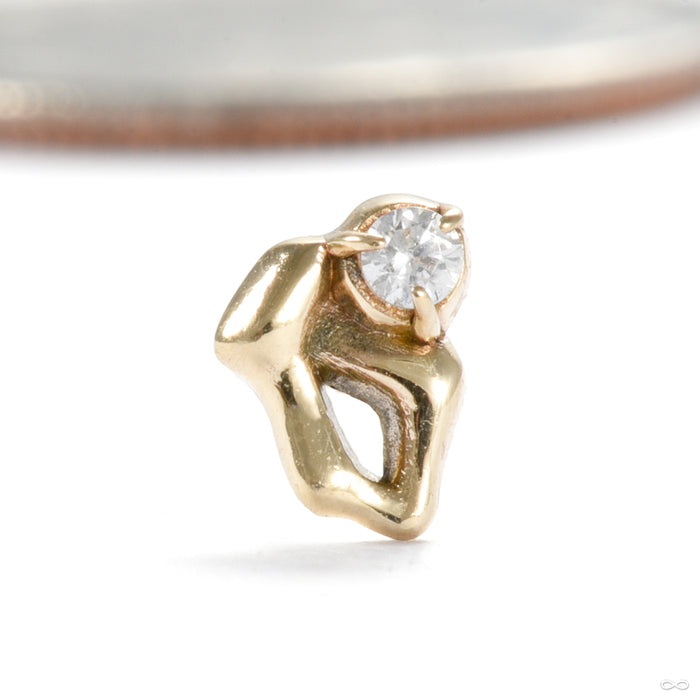Pedestal Press-fit End in Gold from Sacred Symbols with clear CZ