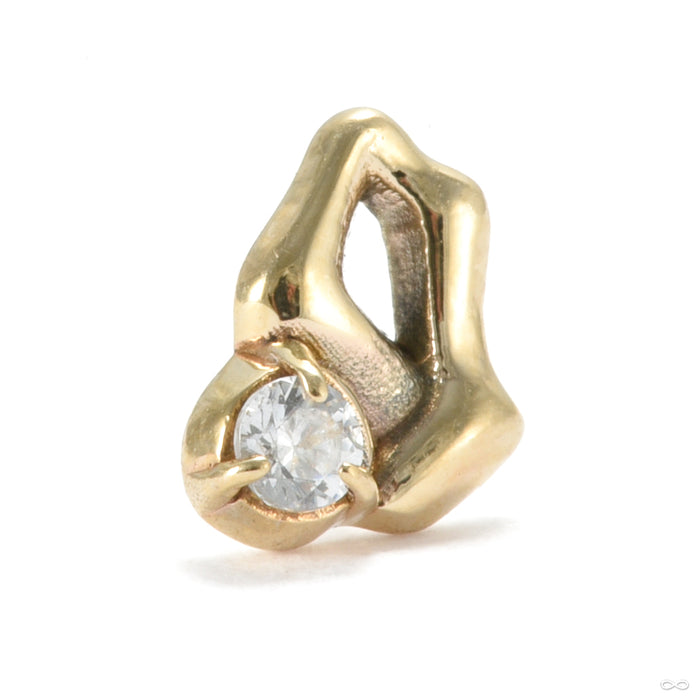 Pedestal Press-fit End in Gold from Sacred Symbols with clear CZ