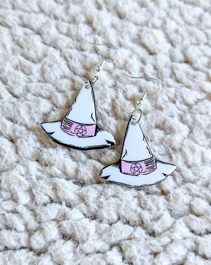 Pentacle Witches Hat Alternative Halloween Acrylic Earrings