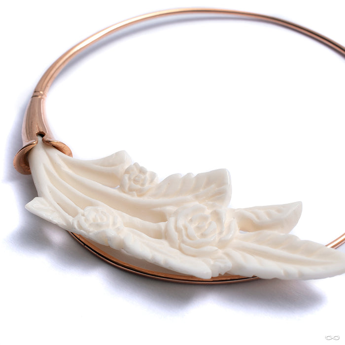 Pirouette Earrings from Maya Jewelry in rose-gold-plated copper with bone