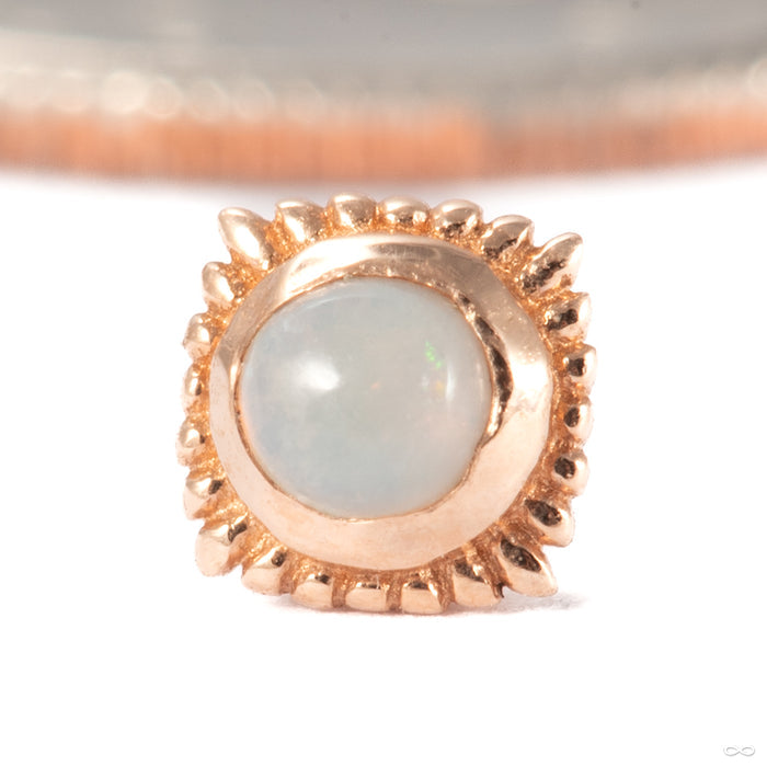 Plume Press-fit End in 14k Rose Gold with White Opal from Tawapa front-facing detail