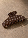 Polka Dot Hair Clip in Brown - Stitch And Feather