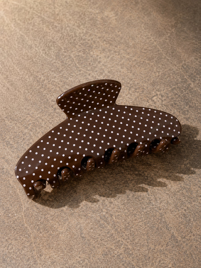 Polka Dot Hair Clip in Brown - Stitch And Feather