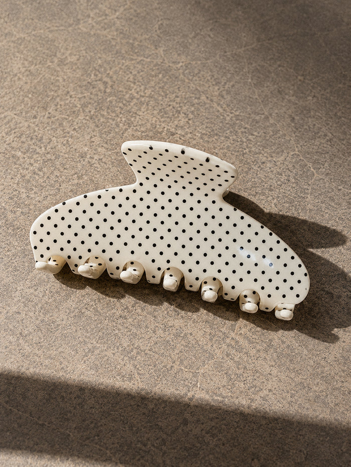 Polka Dot Hair Clip in White - Stitch And Feather