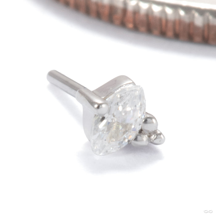 Poppy Press-fit End in 14k White Gold with Clear CZ from Ember Body Jewelry