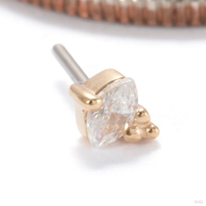 Poppy Press-fit End in 14k Yellow Gold with Clear CZ from Ember Body Jewelry