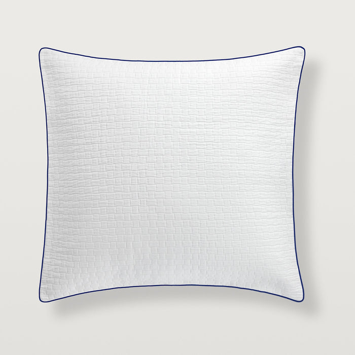 Portia Euro sham in the navy blue piping colorway #color_navy
