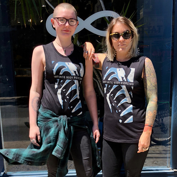 Pretty Hole Machine Muscle Tank Top modeled by Infinite staff members