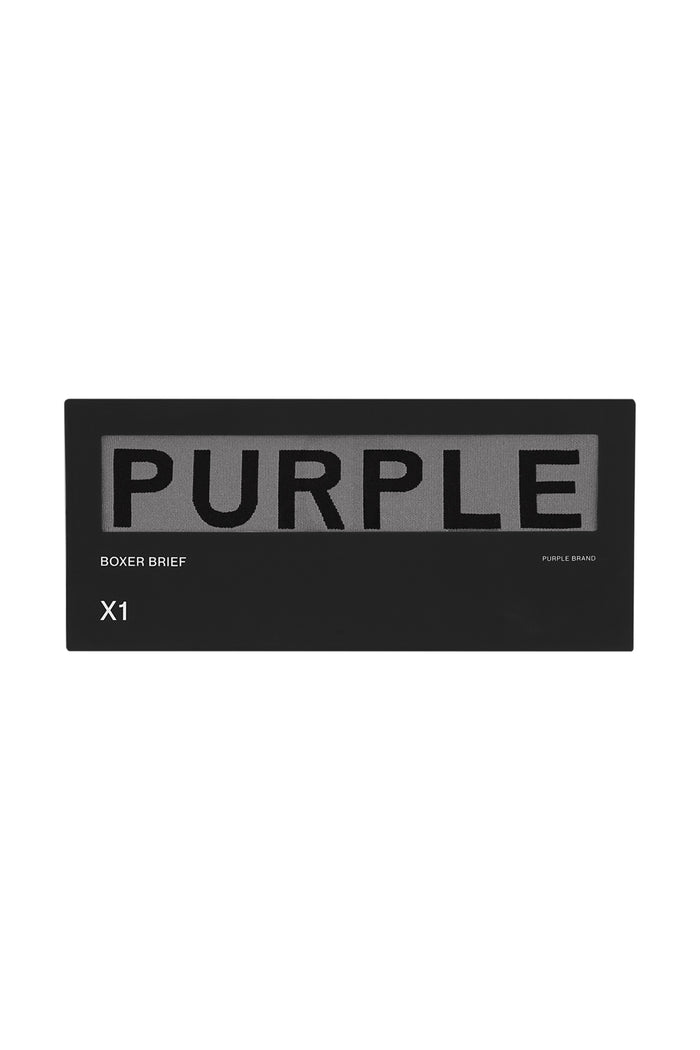 Purple Brand Grey Boxer Brief with Jacquard Elastic for ergonomic support, available in multiple sizes.