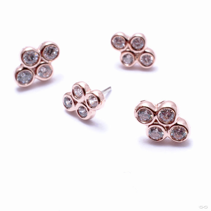 Quad Bezel Cluster Press-fit End in Gold from BVLA with clear CZ