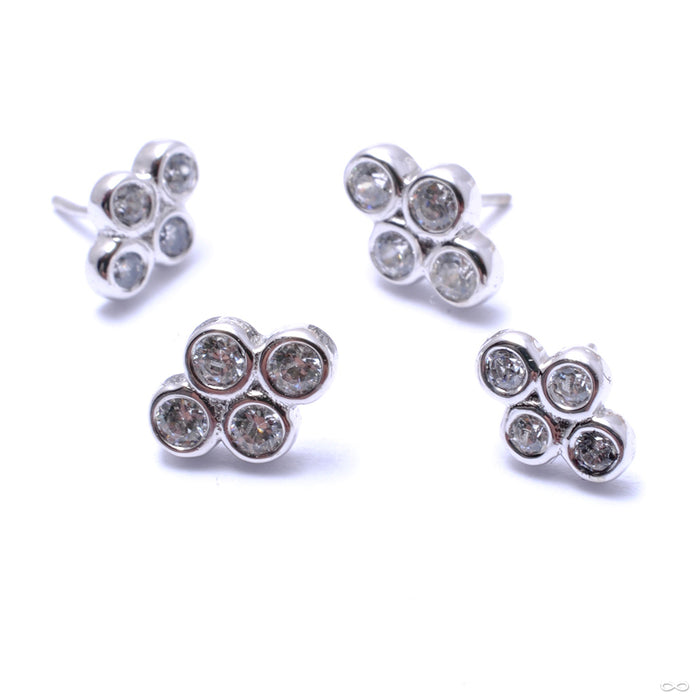 Quad Bezel Cluster Press-fit End in Gold from BVLA with clear CZ