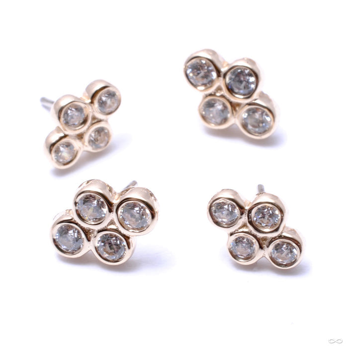 Quad Bezel Cluster Press-fit End in Gold from BVLA with clear CZ