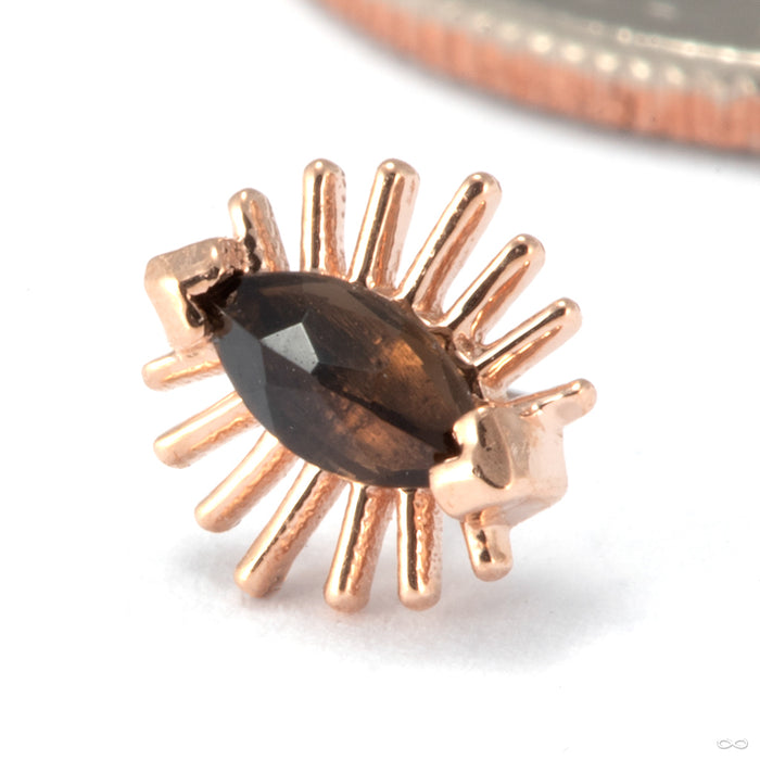 Queen Press-fit End in 14k Rose Gold with Smoky Quartz CZ from Tawapa