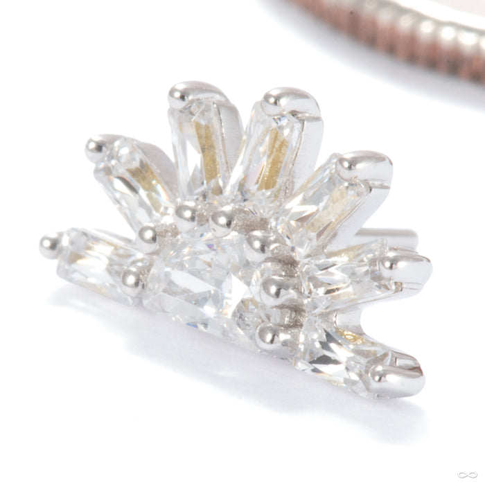 Raze Press-fit End in 14k White Gold with Clear CZ from Ember Body Jewelry