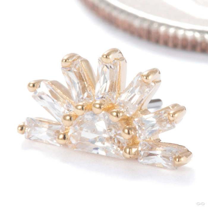 Raze Press-fit End in 14k Yellow Gold with Clear CZ from Ember Body Jewelry