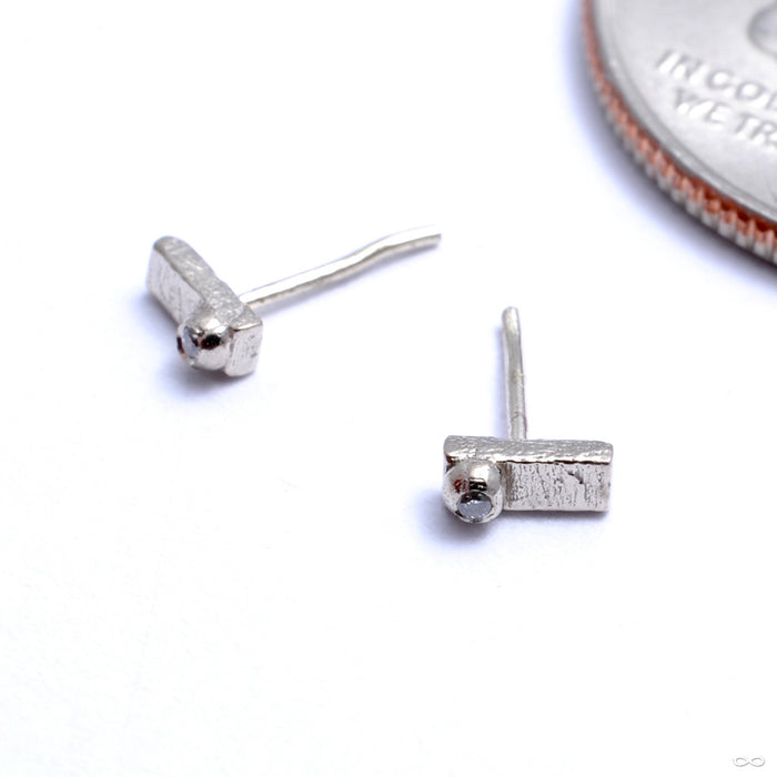 Rectangle With Stone Dottie Press-fit End in Gold from Pupil Hall in white gold