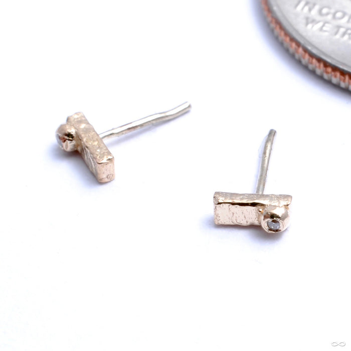 Rectangle With Stone Dottie Press-fit End in Gold from Pupil Hall in yellow gold